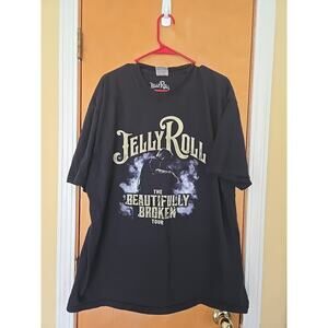 Jelly Roll The Beautifully Broken Tour 2024 Music T-Shirt Black Gift Fans 2XL